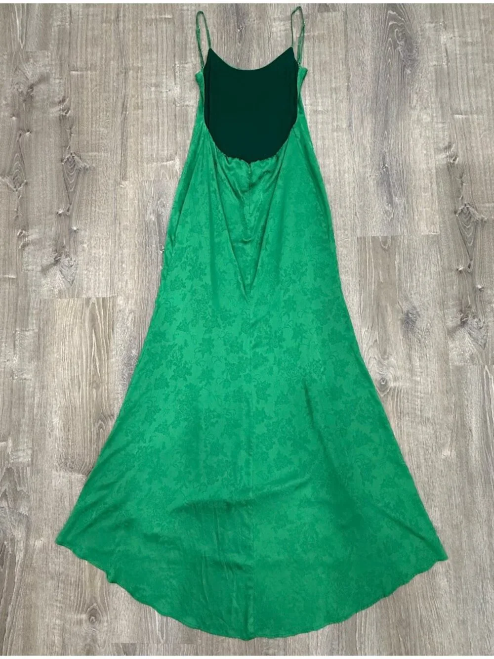 Reformation Dress Womens 6 Emerald Green Allium Maxi Floral Satin Jacquard Slip